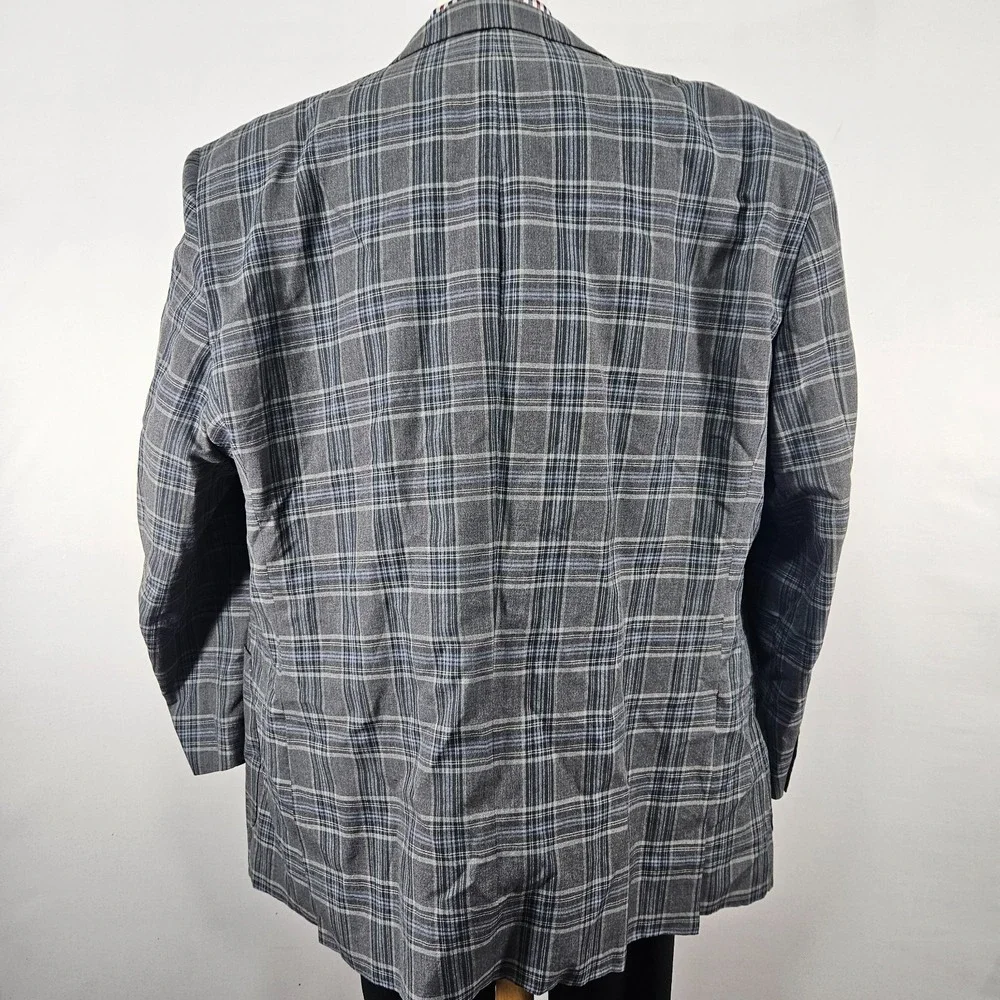 Oak Hill Men's Sport Coat Blazer Two Button Gray Plaid Linen Blend Size 3XLT